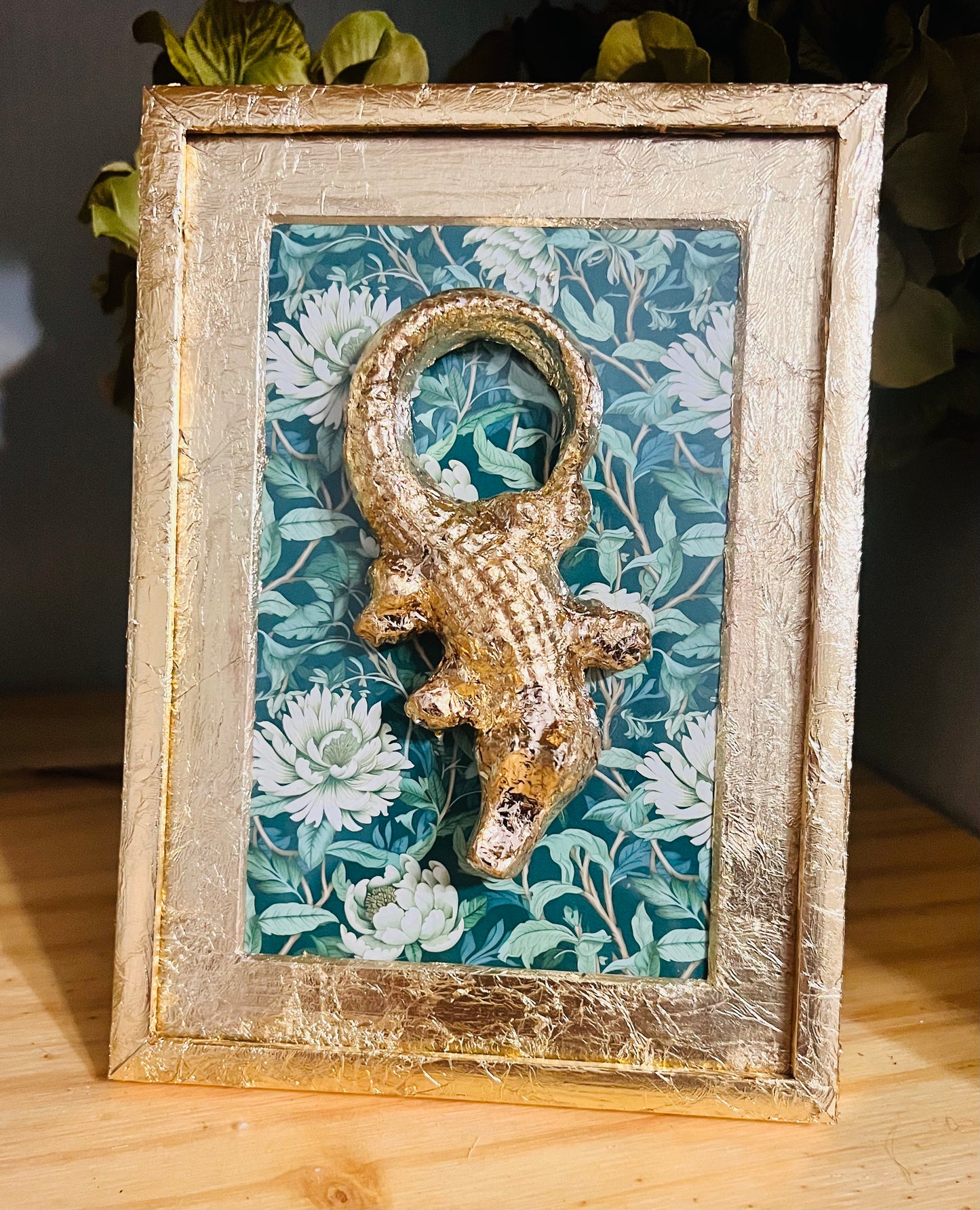 Gold-Leafed Alligator Intaglio