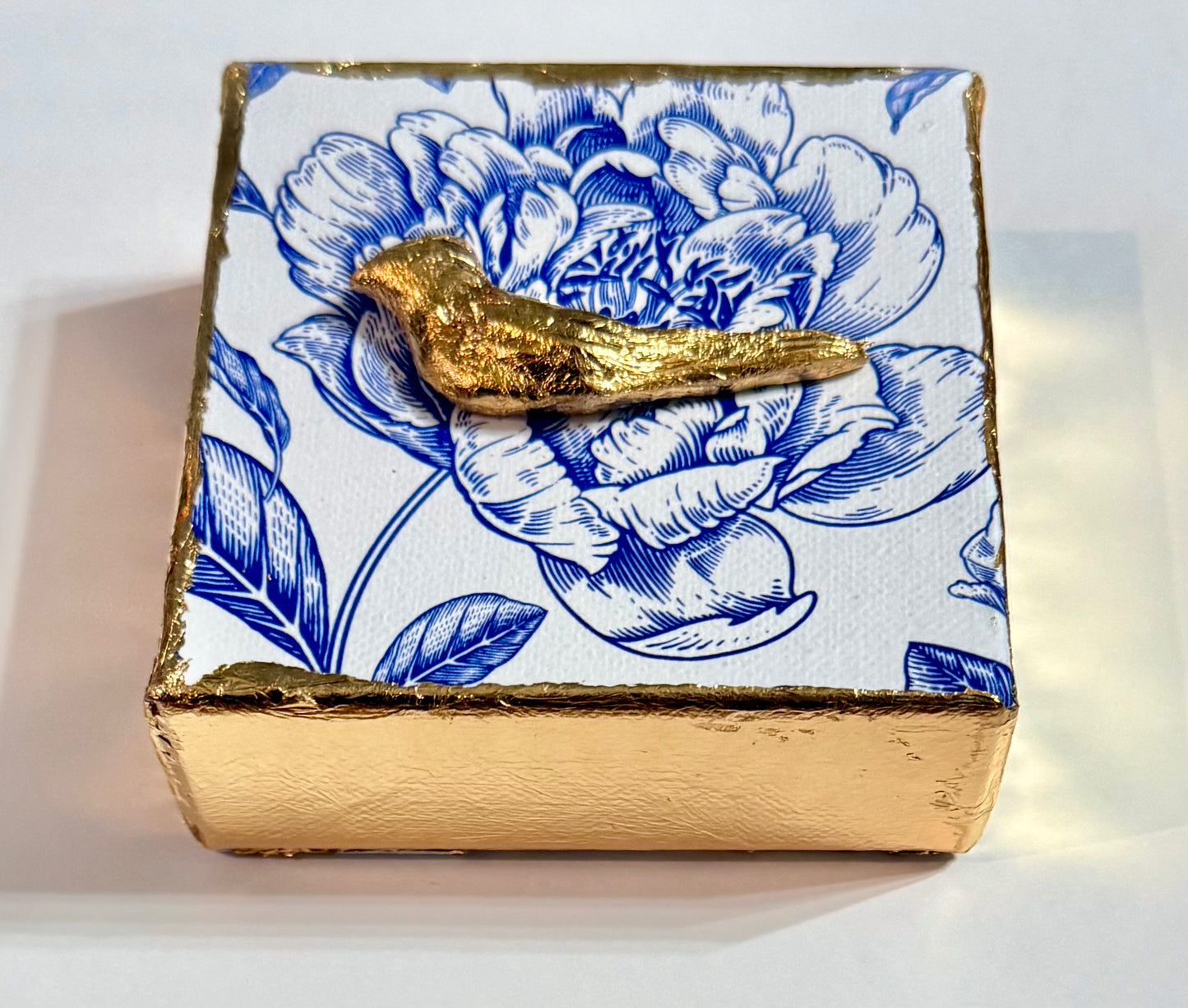 Golden Cardinal | Blue & White Floral