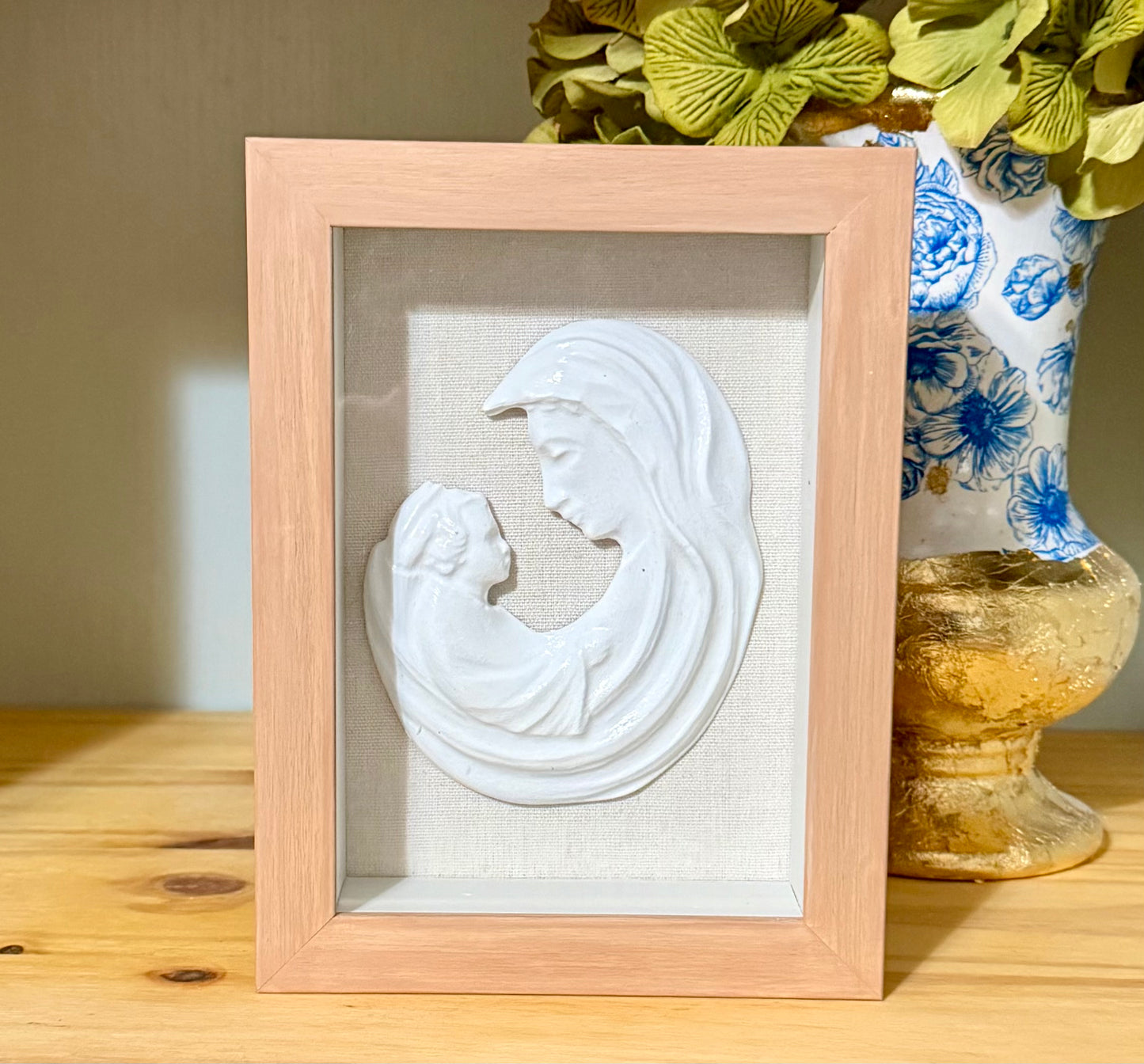 Mother & Child | Natural Wood Shadow Box