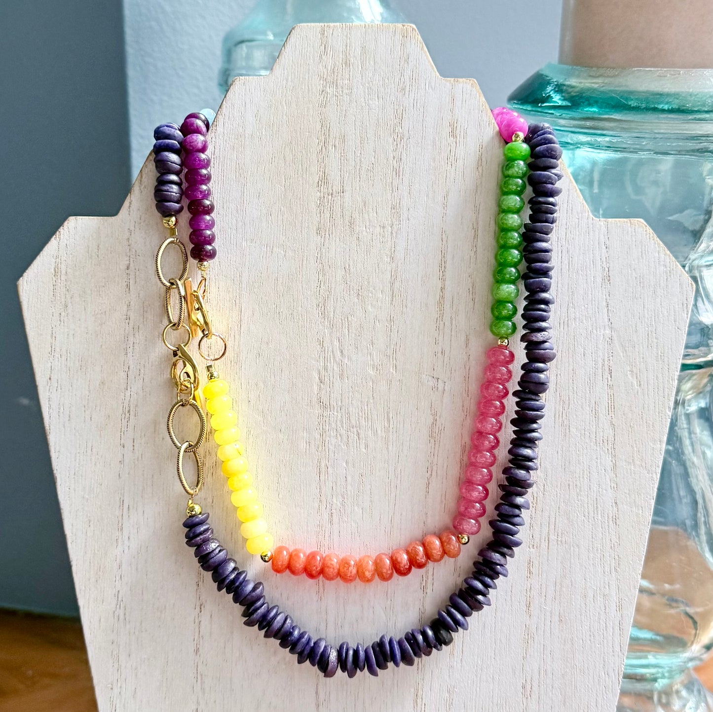 Purple Sandcast Beaded Necklace