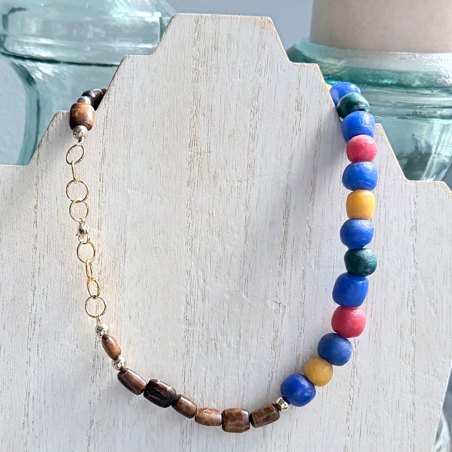Sea Glass and Sandalwood Necklace