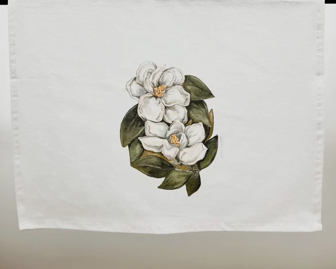 Double Magnolia Tea Towel