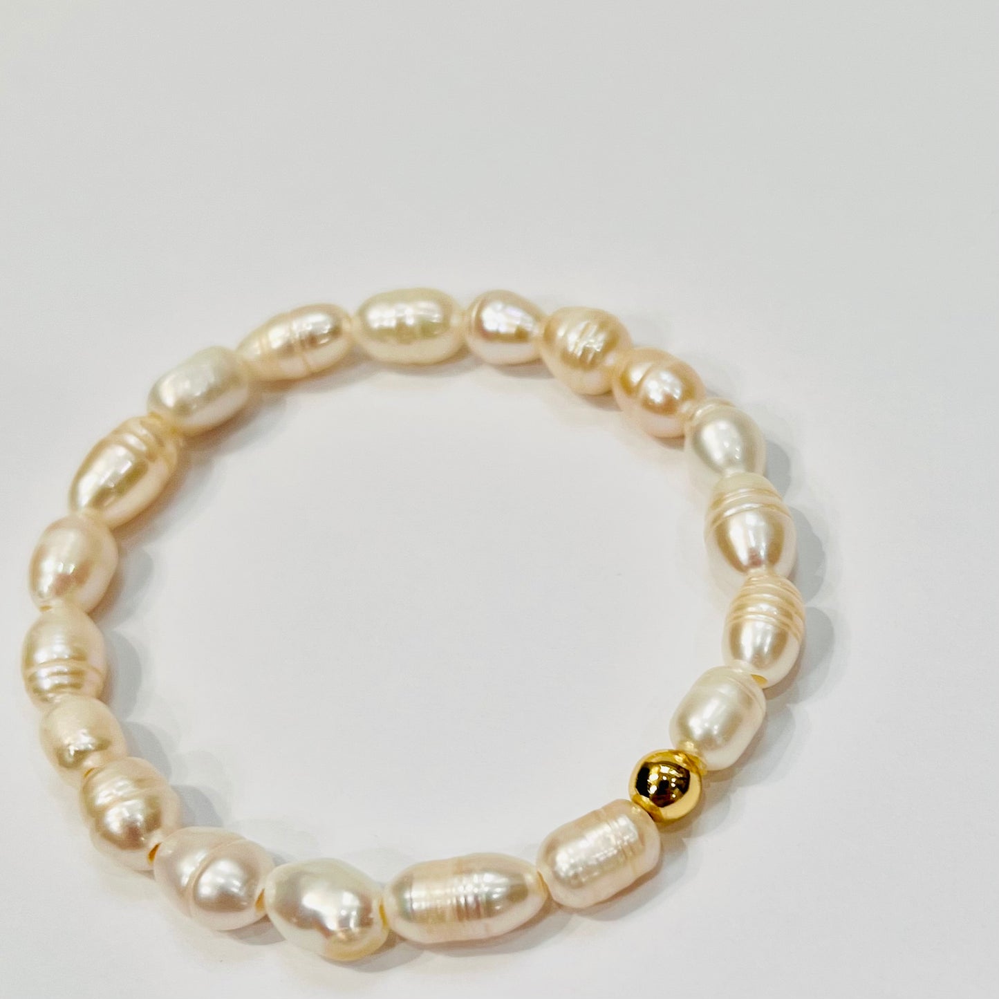 Rice Pearl Bracelet w/ 18K Gold Filled Accent Bead