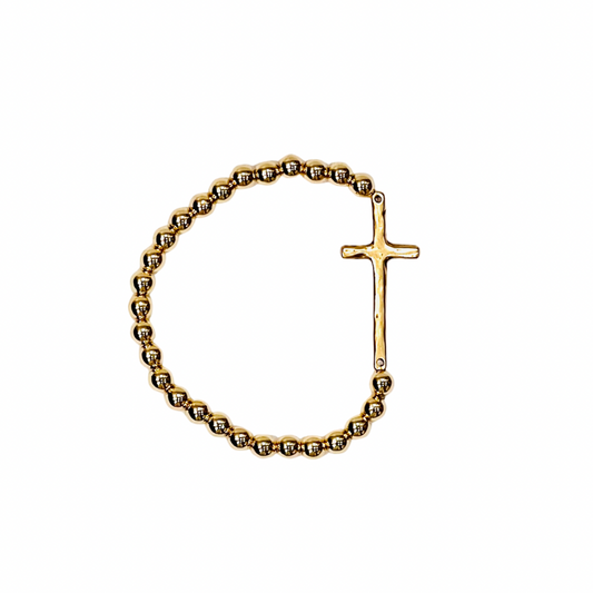 Antique Gold Cross w/ 18K Gold Filled Beads