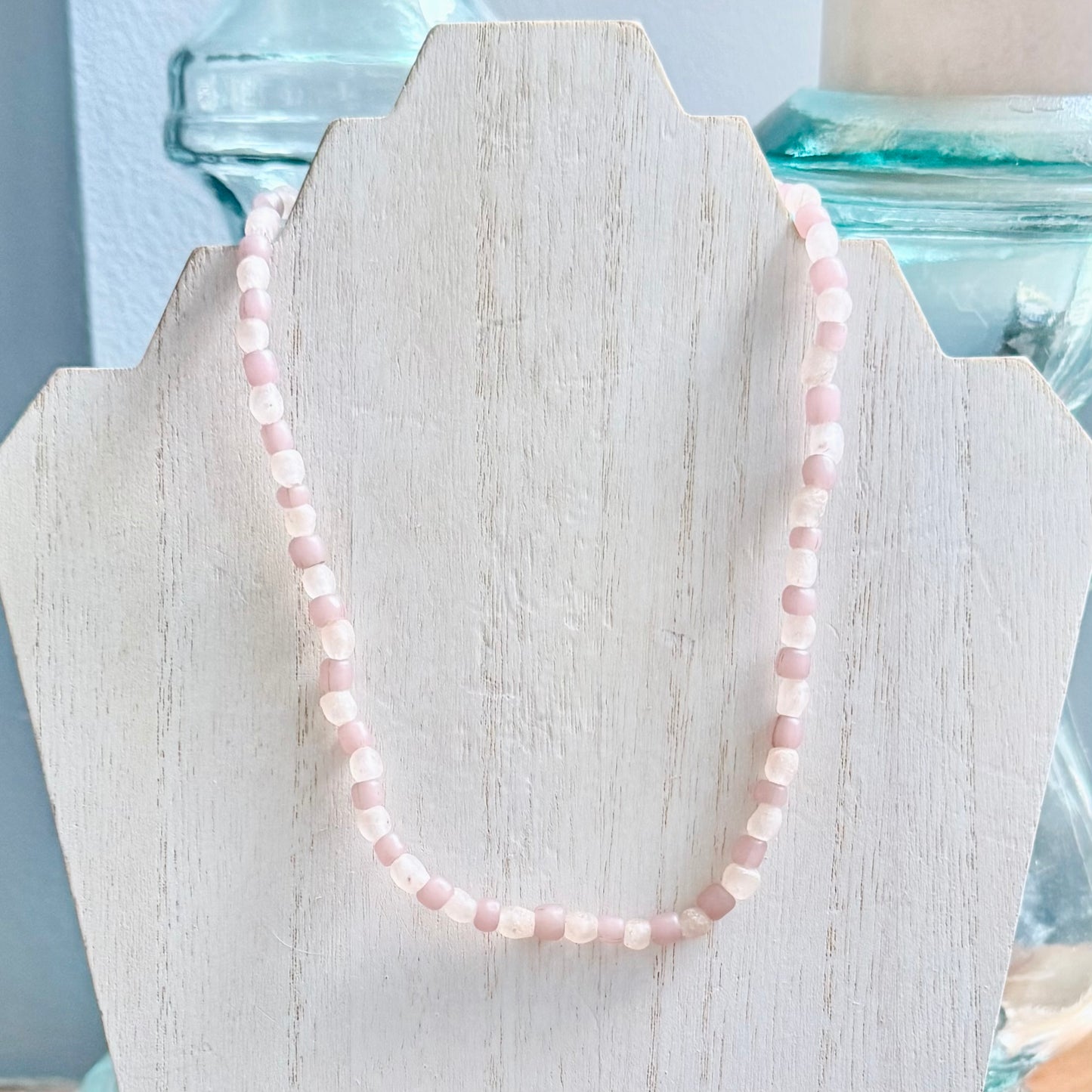 Sea Glass and Java Bead Necklace
