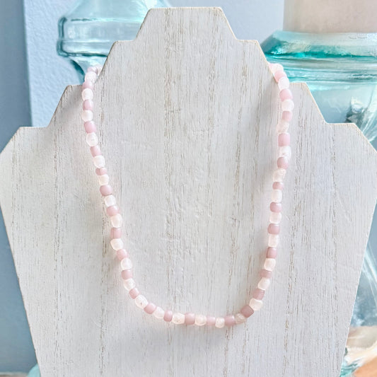Sea Glass and Java Bead Necklace