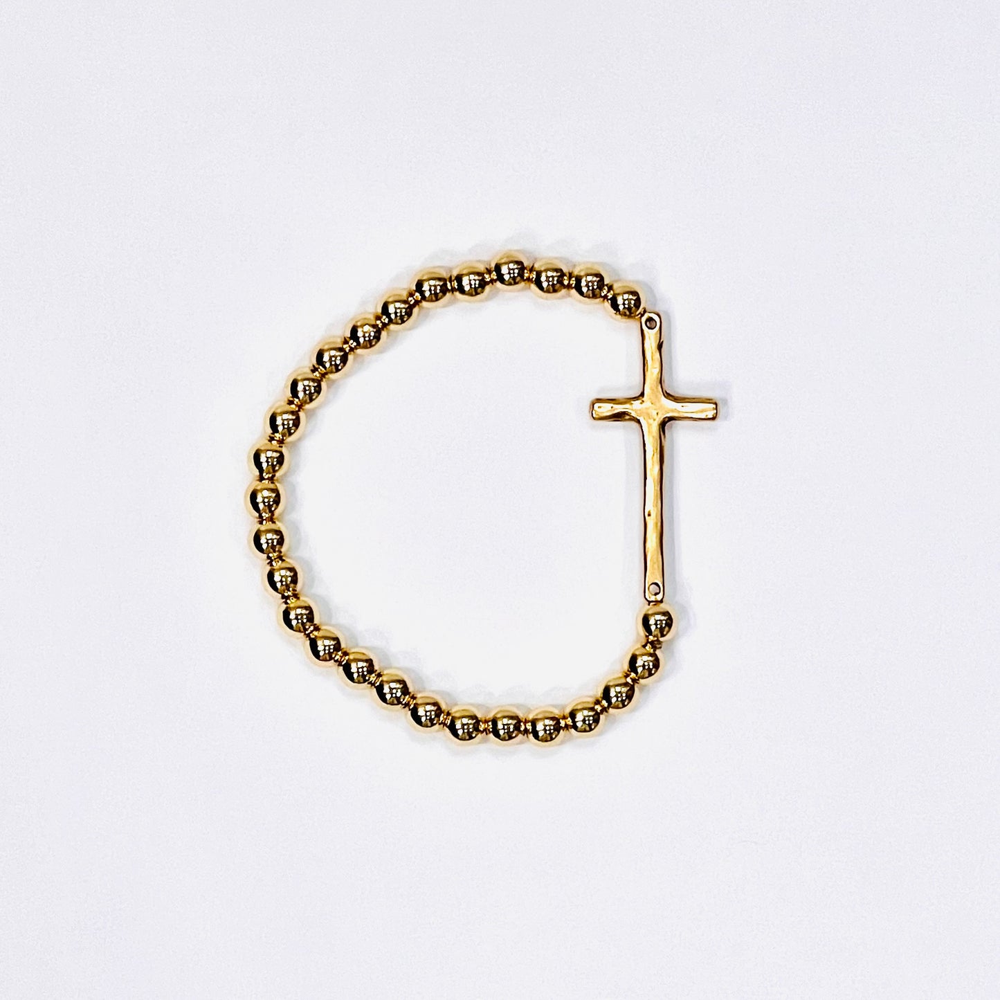 Antique Gold Cross w/ 18K Gold Filled Beads