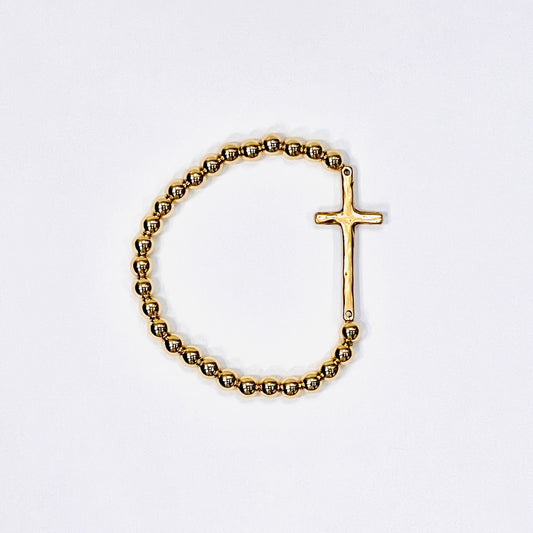 Antique Gold Cross w/ 18K Gold Filled Beads