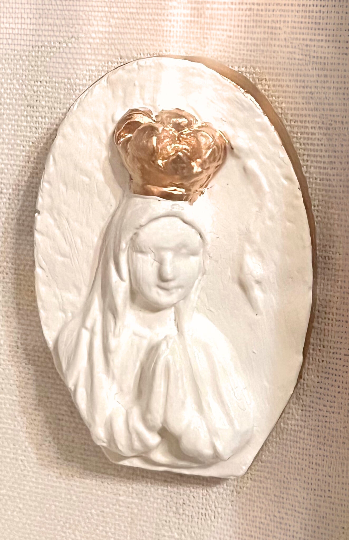 Holy Mother Intaglio in 5x7 Natural Wood Shadowbox