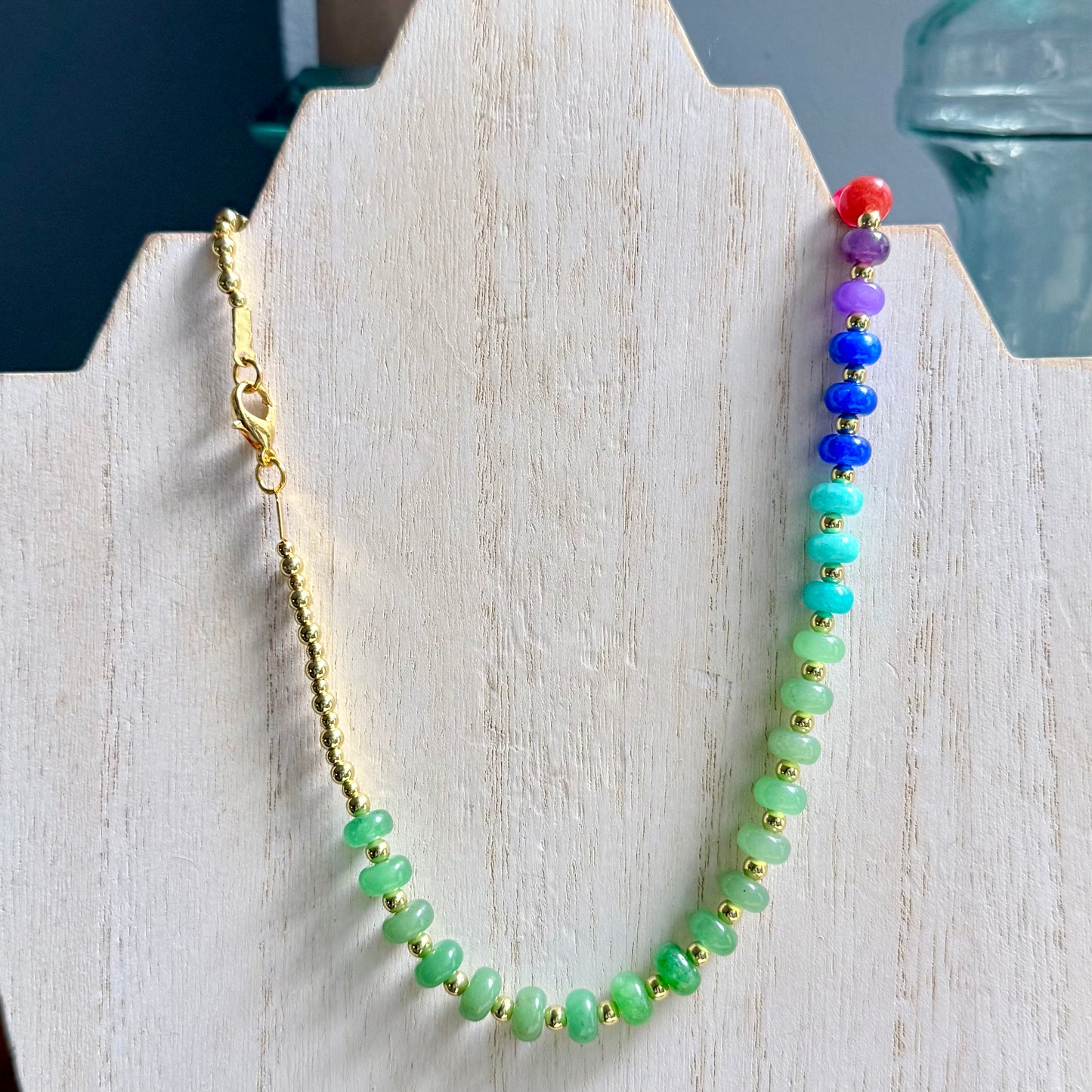 Multi-Colored Quartz & Gold-Accented Necklace