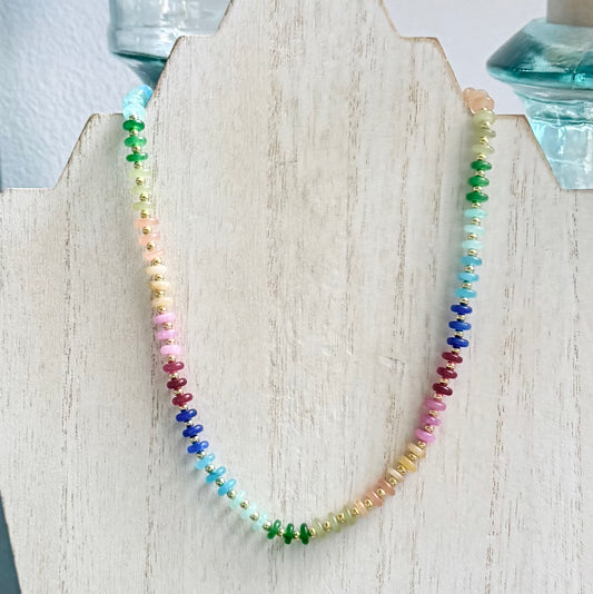 Natural Stone Necklace w/ Gold-Filled Spacer Beads