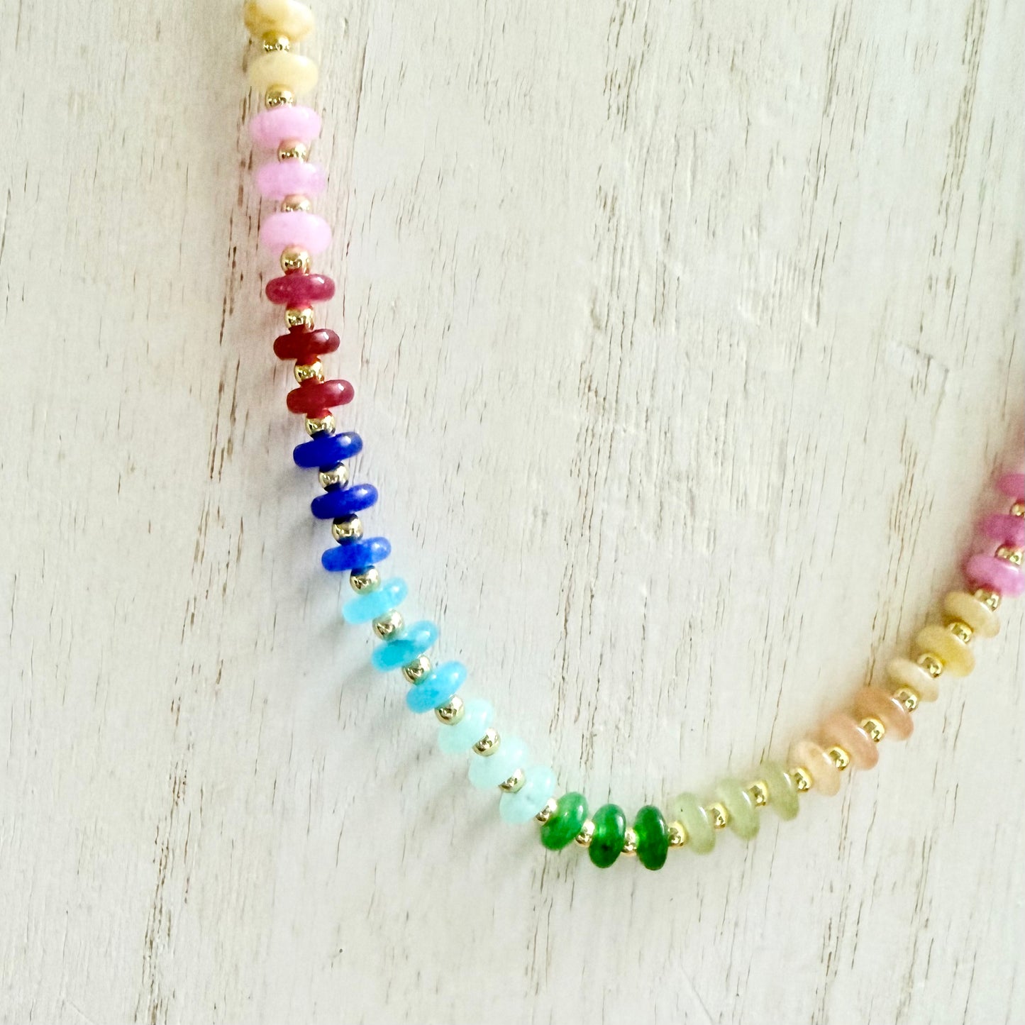 Natural Stone Necklace w/ Gold-Filled Spacer Beads