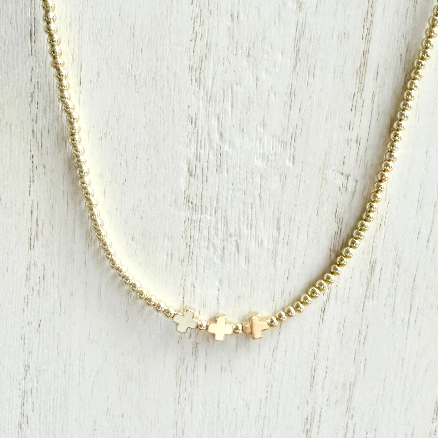 Three Cross Beaded Necklace