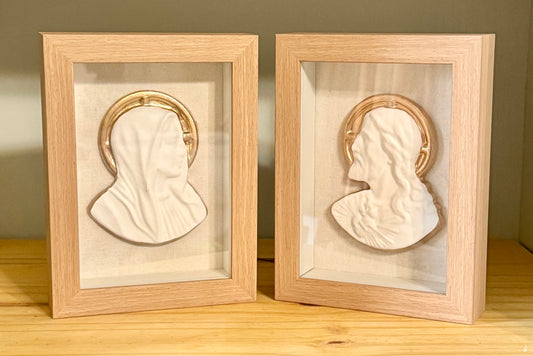 Mary & Jesus | Natural Wood Shadow Box Set