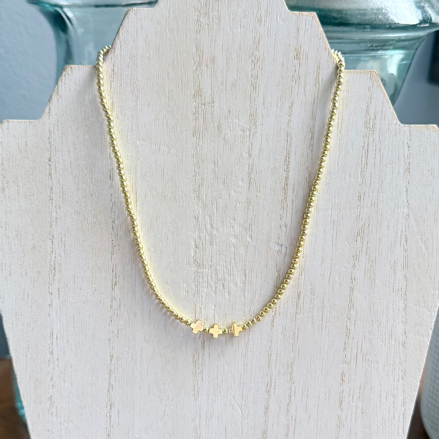 Three Cross Beaded Necklace