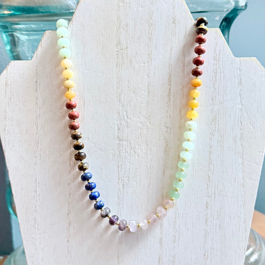 Neutral Colored Natural Stone Beaded Necklace