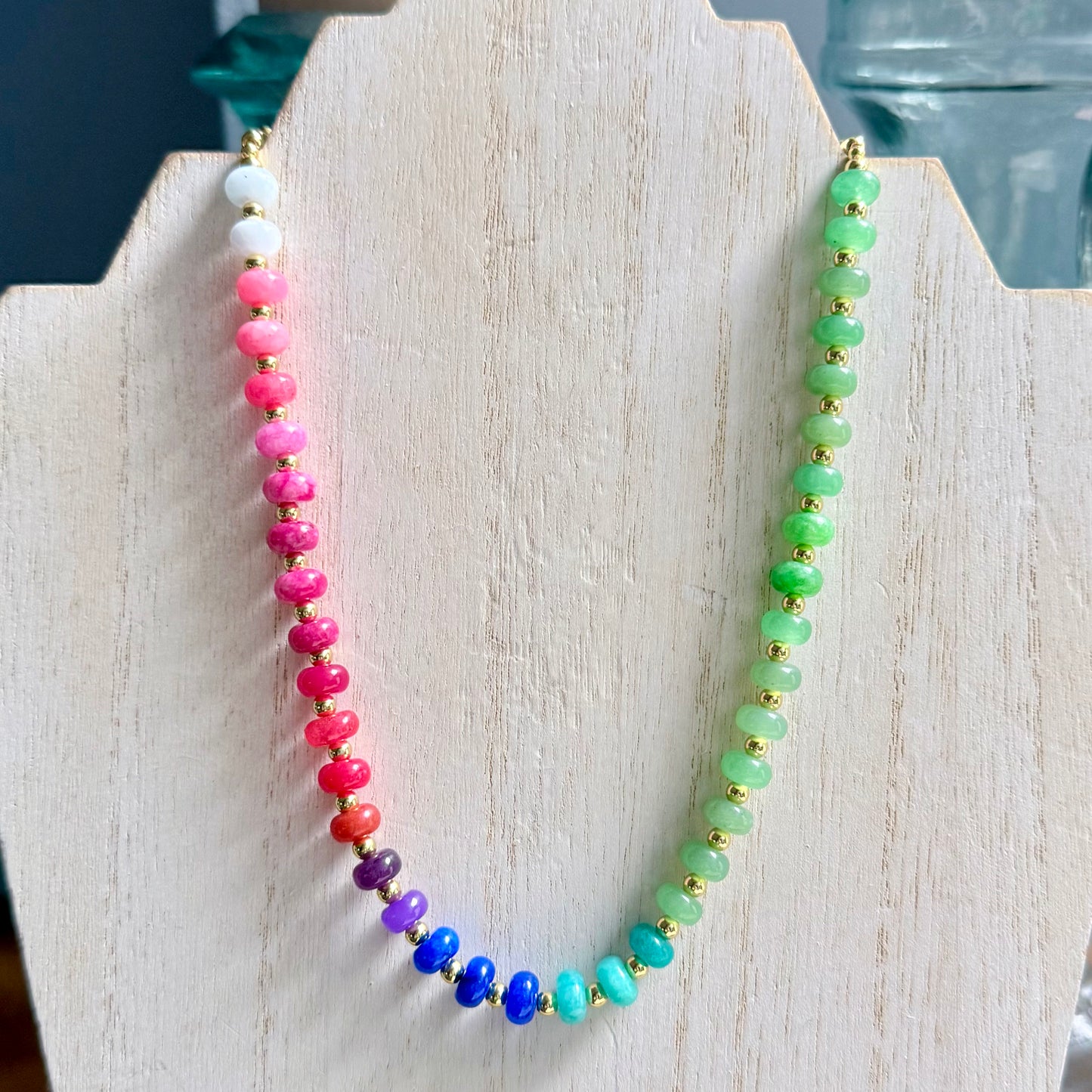 Multi-Colored Quartz & Gold-Accented Necklace