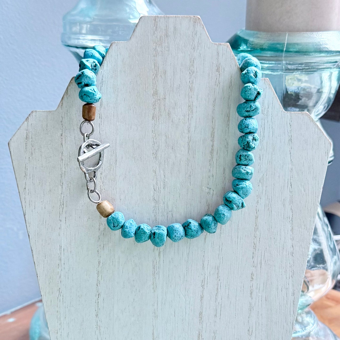 Chunky Teal Moroccan Pottery Necklace