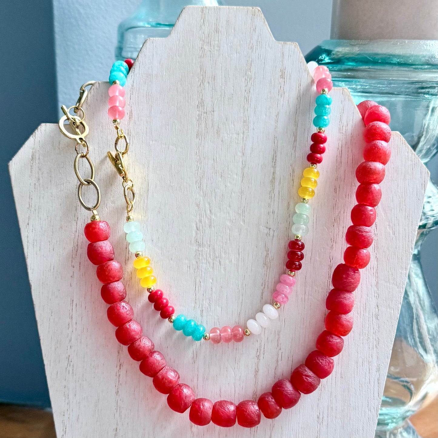 Red Sea Glass Statement Necklace