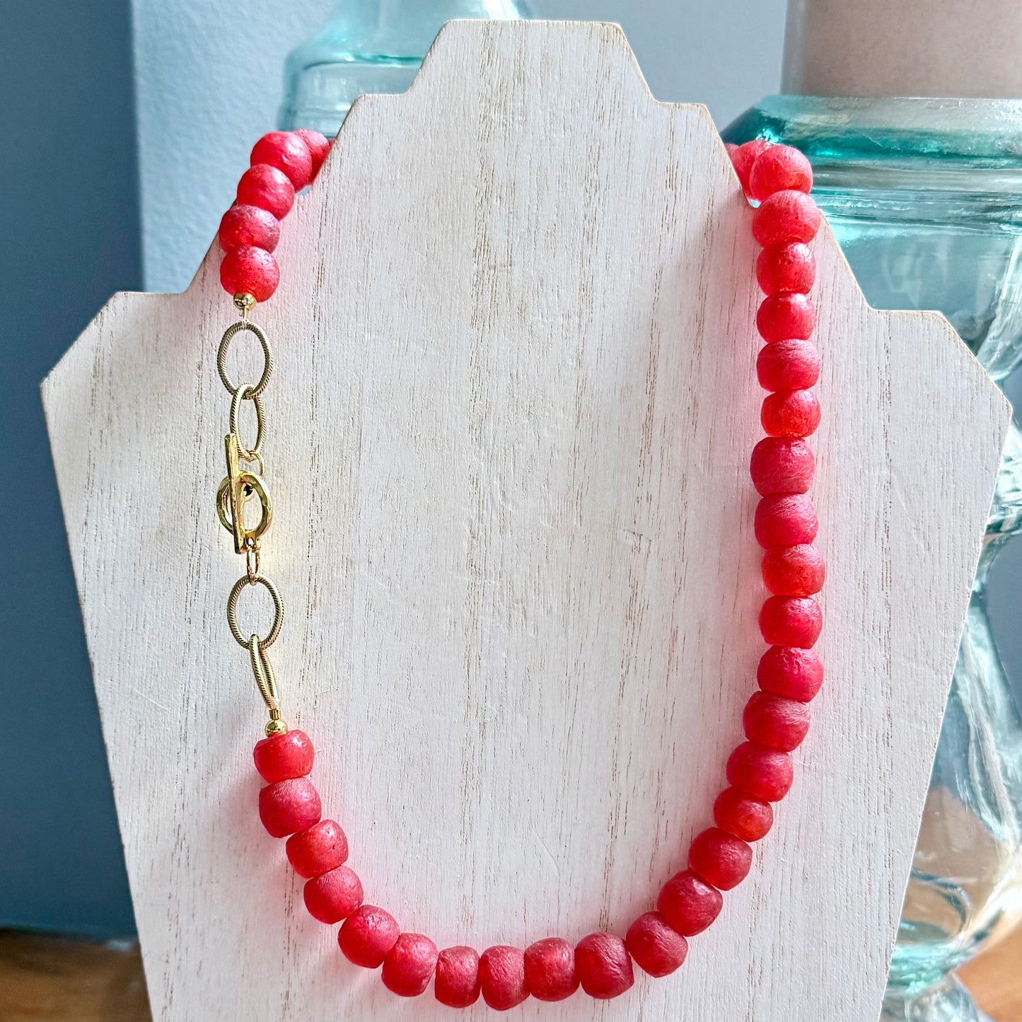 Red Sea Glass Statement Necklace