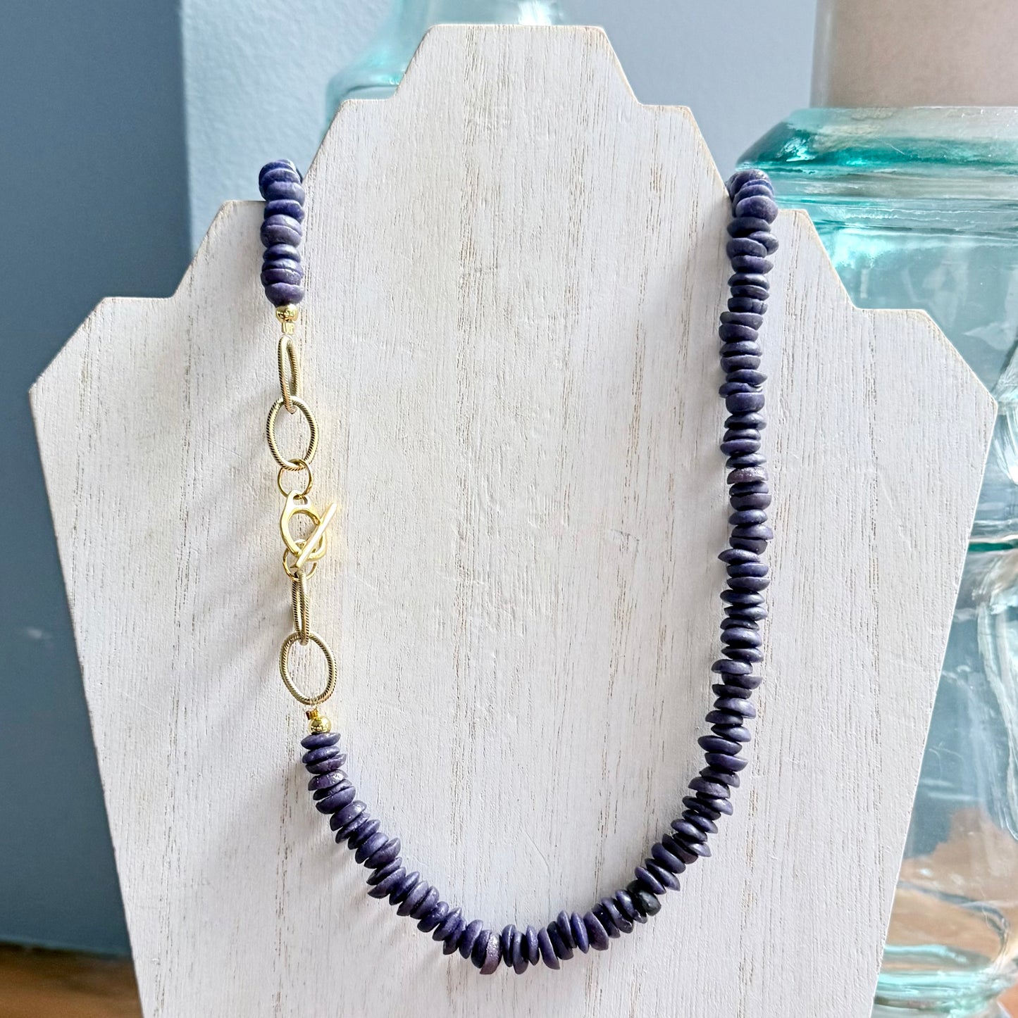 Purple Sandcast Beaded Necklace