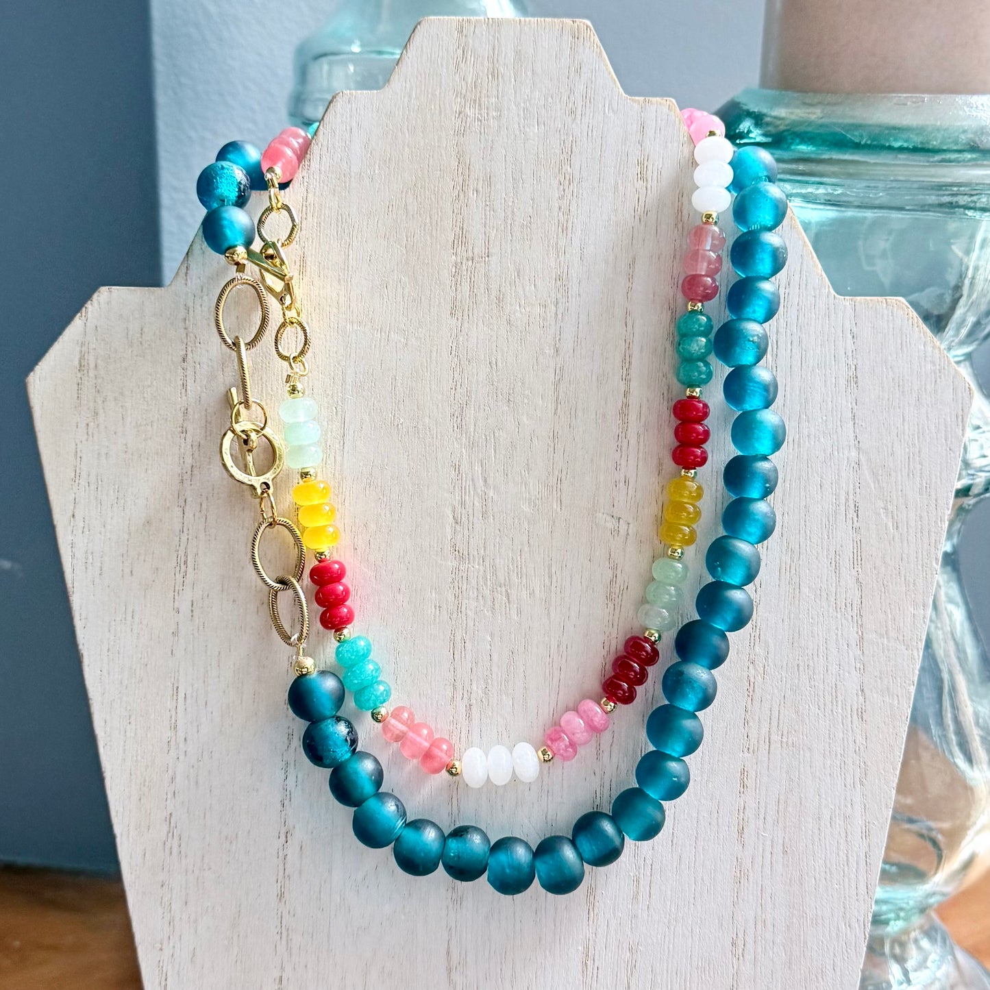 Frosted Teal Sea Glass Beads