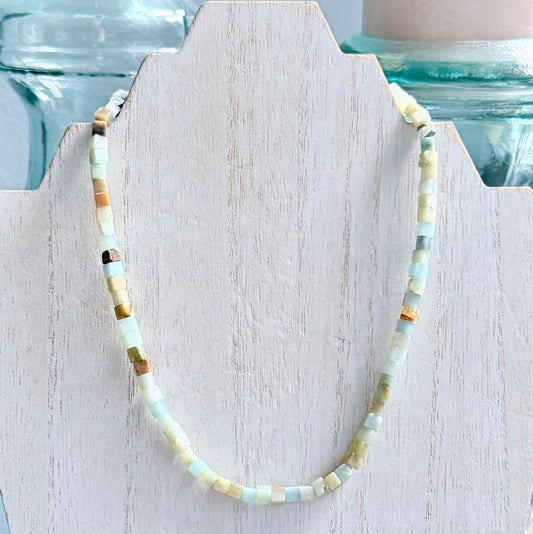 Amazonite Square-Bead Necklace
