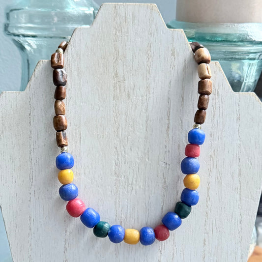 Sea Glass and Sandalwood Necklace