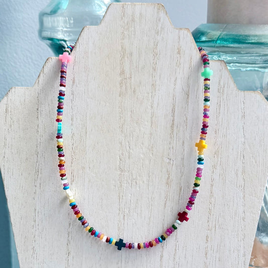 Jade Necklace With Cross Accents