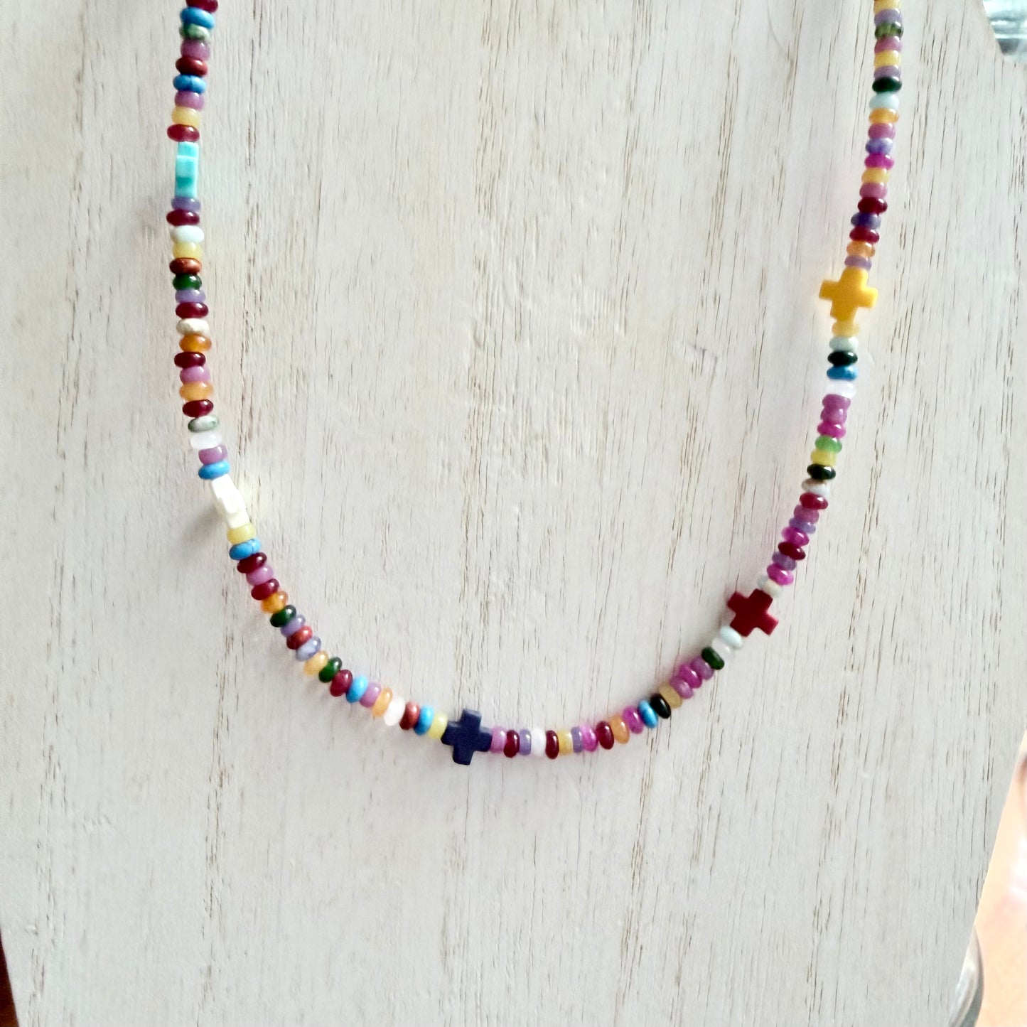 Jade Necklace With Cross Accents