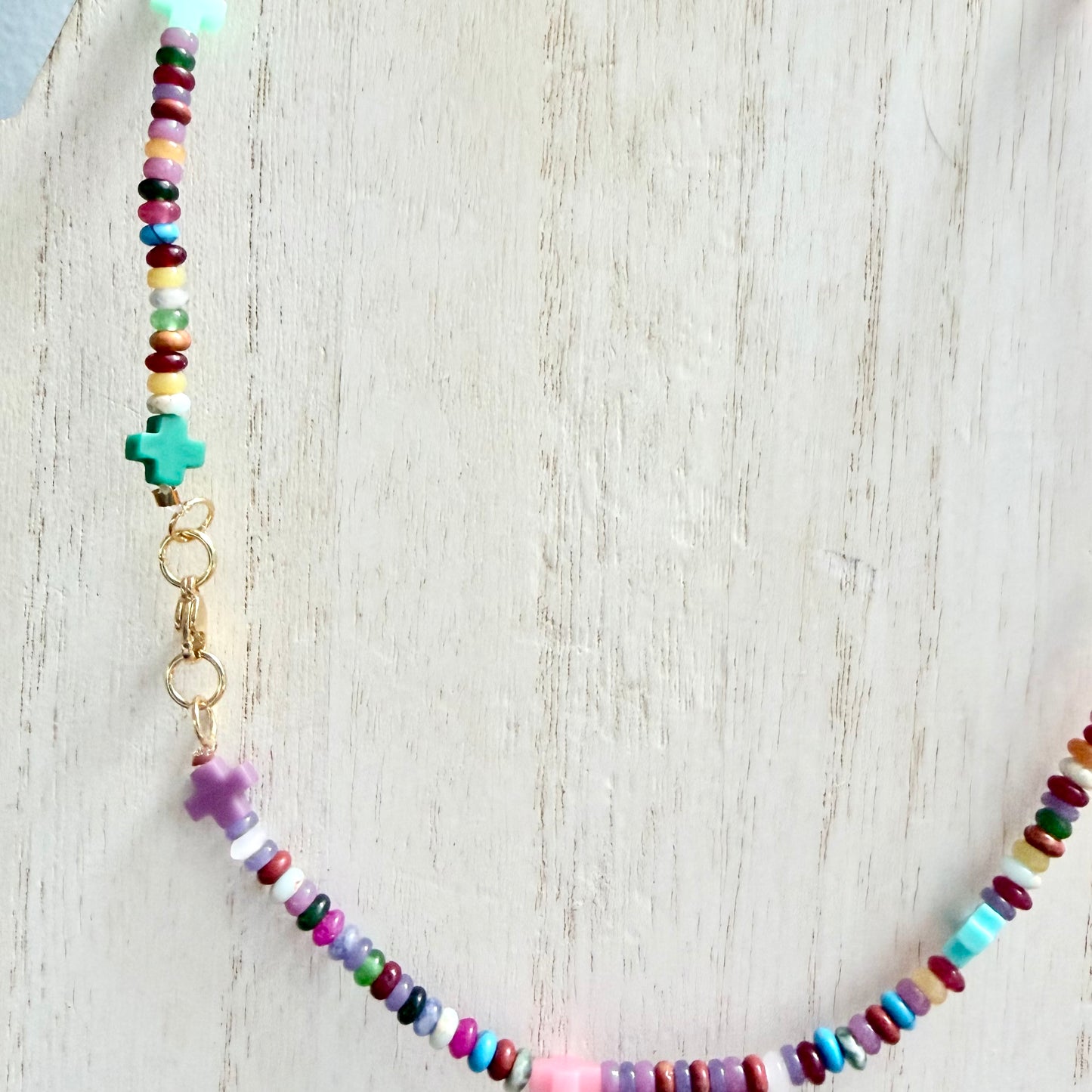 Jade Necklace With Cross Accents