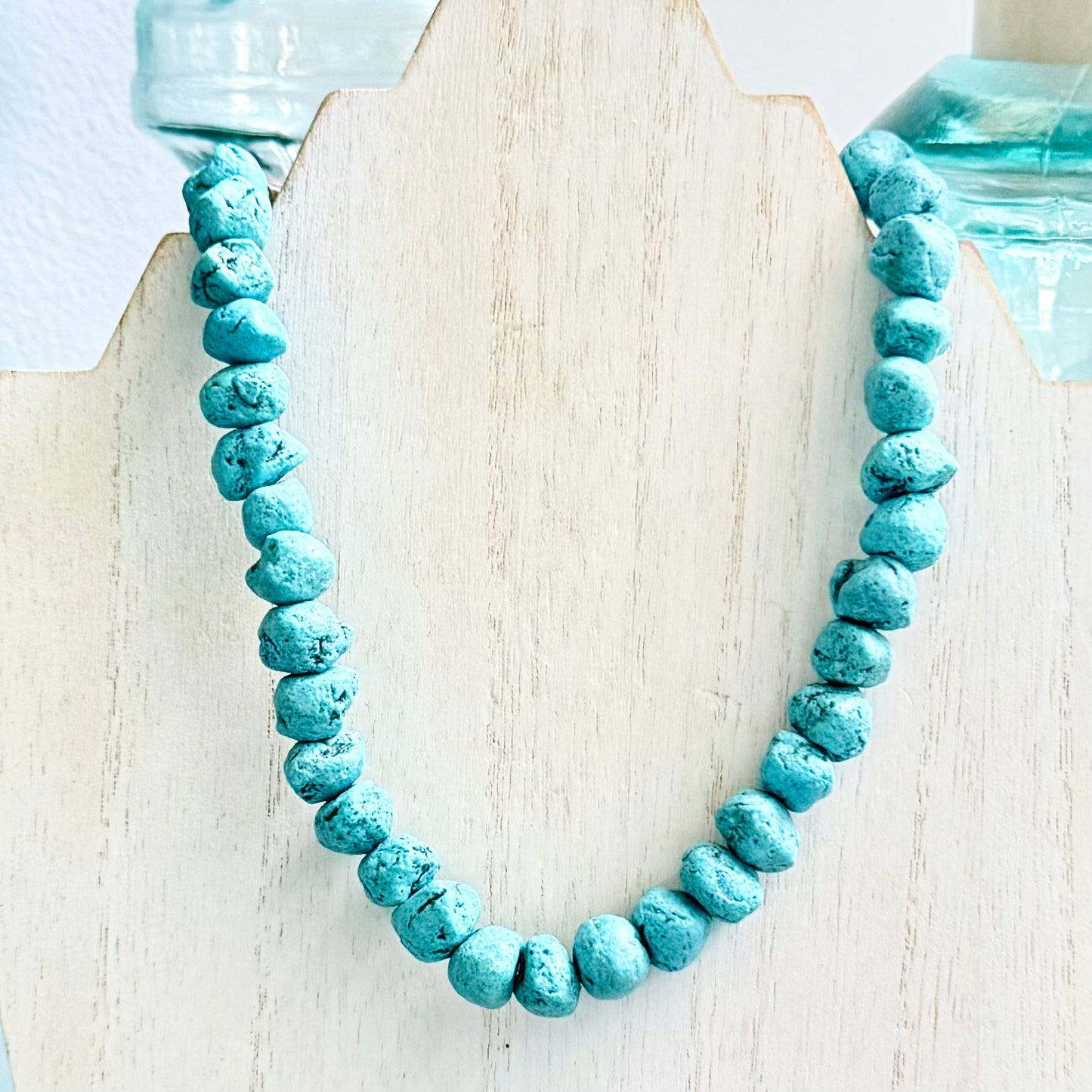 Chunky Teal Moroccan Pottery Necklace