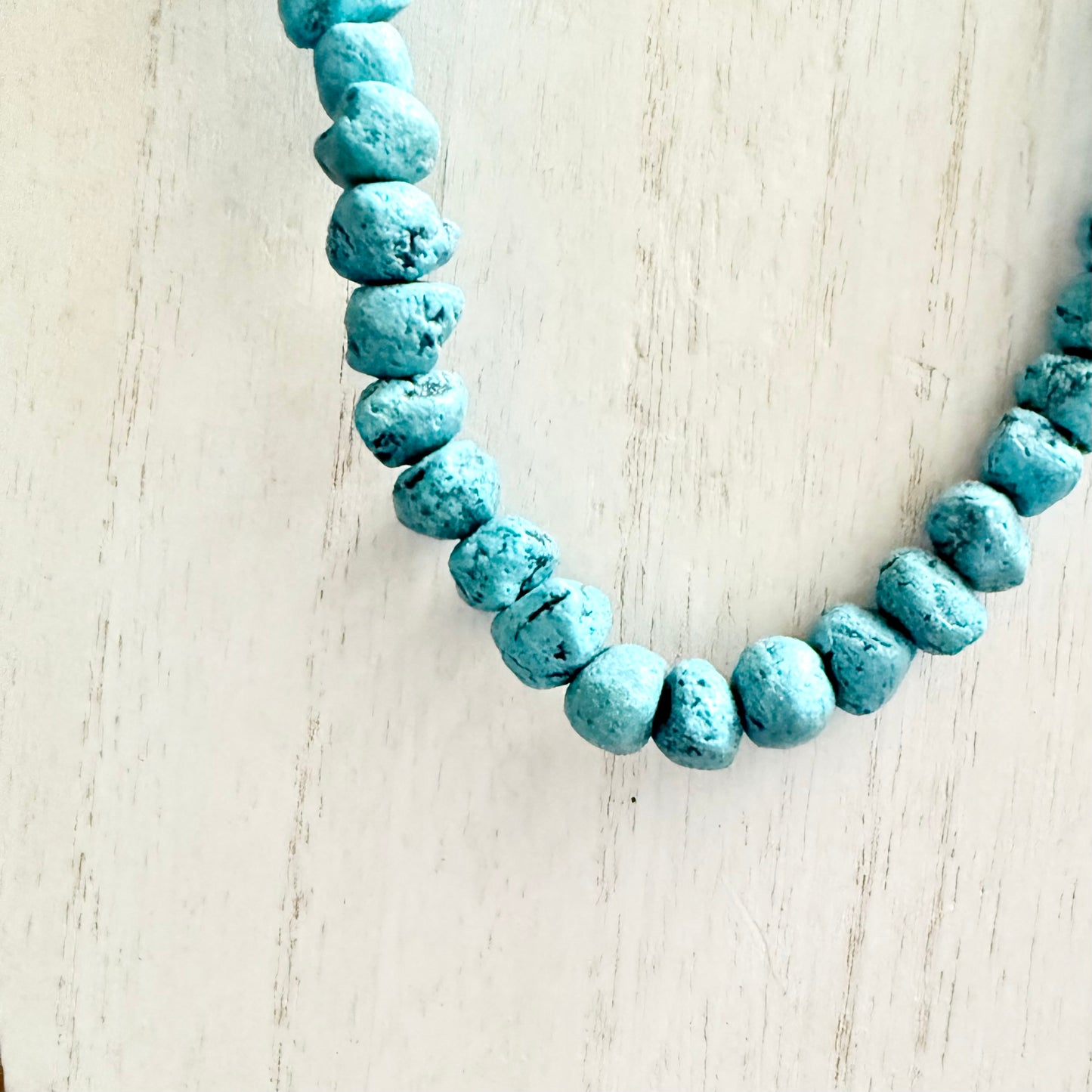 Chunky Teal Moroccan Pottery Necklace