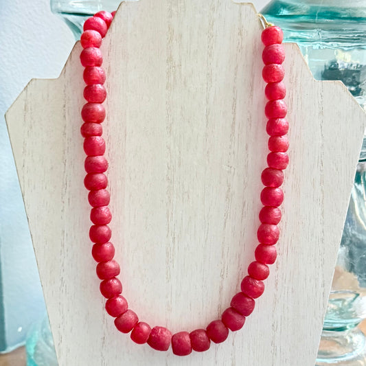 Red Sea Glass Statement Necklace